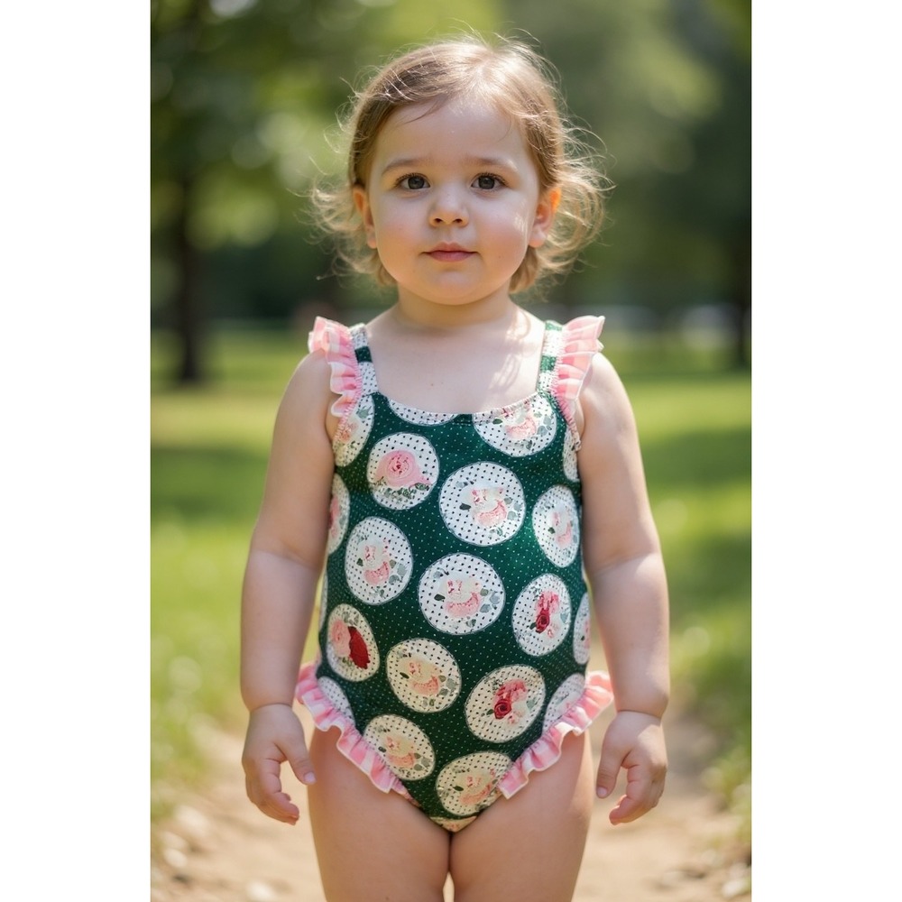 Pink and Green Kids Swim One Piece NWOT‎